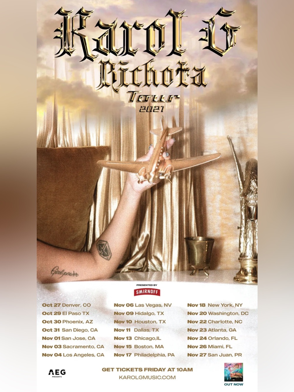 Black Karol G Bichota Tour T-Shirt